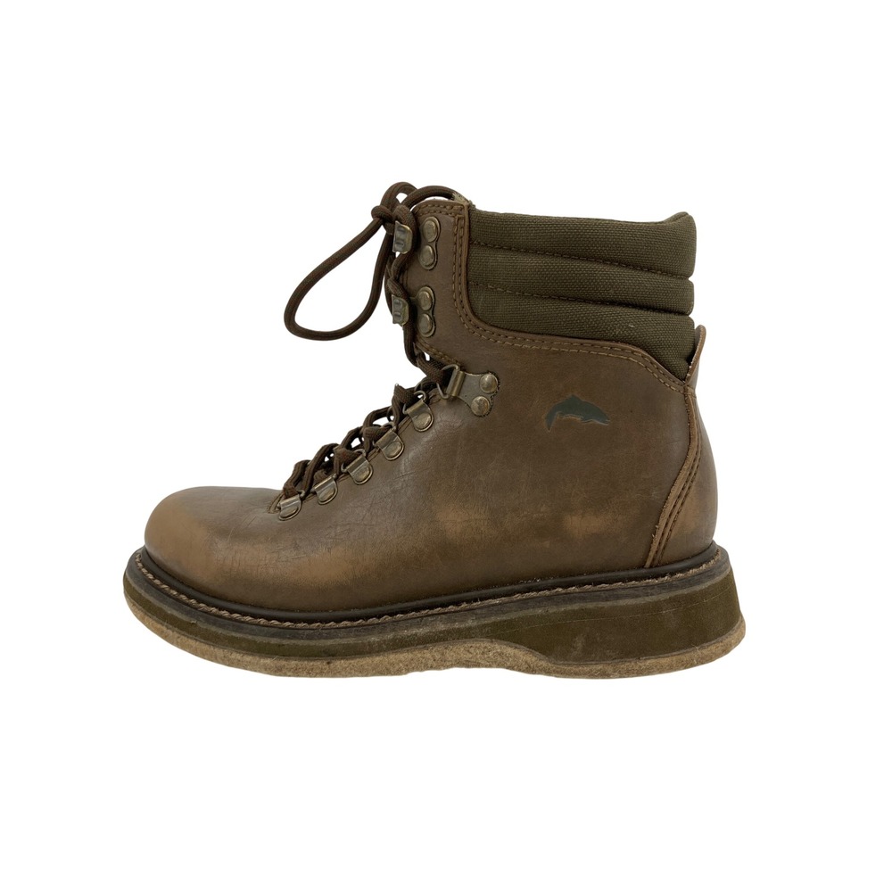 Simms Wading Boots Men 5 Brown‎ Leather Studded Felt Sole Excellent Fishing